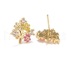Colorful Enamel Flower of Life Stud Earrings with Cubic Zirconia EJEW-G288-30G-2