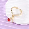 Brass Enamel Open Cuff Rings for Women RJEW-U057-19B-G-3