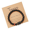 12 Constellations Frosted Synthetic Black Agate Round Beaded Strertch Bracelets for Men Women WG62DB1-02-1