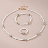 Round with Plum Blossom Pattern Plastic & Porcelain & CCB Bracelets & Necklaces & Rings Sets FS-WG584CB-03-1