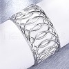 Europe and America Style 304 Stainless Steel Cuff Bangles for Women BJEW-D306-03P-4
