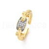 Brass Micro Pave Clear Cubic Zirconia Cuff Finger Rings for Women RJEW-C116-03G-4