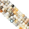 Natural Bamboo Leaf Agate Round Beads Strands G-M248-4mm-04-3