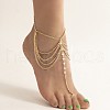 Alloy & Faceted Plastic Beads MultiLayer Tassel Toe Ring Anklets for Women FS-WG23F33-02-1