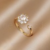 Brass Micro Pave Cubic Zirconia Cuff Rings for Women FS-WG10DBB-03-1