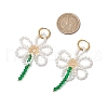 Flower 304 Stainless Steel Hoop Earrings EJEW-TA00629-3