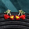 Cherry Brass Stud Earrings EJEW-H158-03G-2