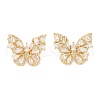 Rack Plating Brass with Cubic Zirconia Stud Earrings for Women EJEW-G394-06G-02-2