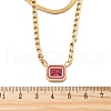 304 Stainless Steel Rhinestone Rectangle Pendant Double Layer Necklaces for Women NJEW-Z070-01G-01-5