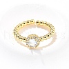 Round Brass Micro Pave Cubic Zirconia Cuff Bangles & Rings Sets for Women SJEW-R002-01G-02-2