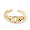 Clear Cubic Zirconia Curb Chains Shape Open Cuff Ring RJEW-E072-17G-2