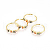 Brass Micro Pave Cubic Zirconia Cuff Rings for Women KK-T070-110-2