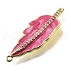 Brass Micro Pave Clear Cubic Zirconia Enamel Leaf Connector Charms KK-V011-25G-D-2