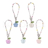 Glass Flower Cup Charms HJEW-JM02850-2