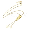 304 Stainless Steel Curb Chain Butterfly Lariat Necklaces for Women NJEW-G141-02G-2