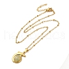 304 Stainless Steel Pave Natural Stone Pendant Necklaces for Women NJEW-U009-03G-04-2