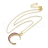 Brass Micro Pave Hot Pink Cubic Zirconia Moon Pendant Necklaces for Women NJEW-D311-02E-G-4