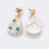 Brass Dangle Stud Earrings EJEW-E237-20P-3