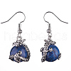 Natural Lapis Lazuli Dragon Dangle Earrings EJEW-A092-12P-06-2
