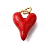 Brass Red Enamel Charms KK-Z102-23G-02-1