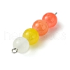Gradient Color Round Glass Beaded Connector Charms PALLOY-JF02805-4