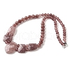 Natural Strawberry Quartz Faceted Bib Graduated Beaded Necklaces for Women NJEW-B128-01L-4