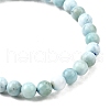 Natural Larimar Round Beaded Stretch Bracelet BJEW-A120-01A-2
