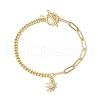 Sun Brass Clear Cubic Zirconia Charm Bracelets BJEW-JB10392-01-1