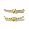 Rack Plating Brass Micro Pave Clear Cubic Zirconia Connector Charms KK-C007-37G-X-2