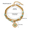 304 Stainless Steel & Natural Amazonite Beaded Double Layer Bracelets FS-WG81BCE-06-1