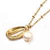 Cowrie Shell & Sea Horse Pendant Necklaces for Girl Women NJEW-JN03715-02-12