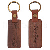 Gorgecraft 2Pcs 2 Styles Word His Only/His Queen Engraved Wooden with Leather Keychain WOOD-GF0001-81-1