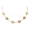 Alloy Enamel Flower Links Chain Necklaces for Women NJEW-JN04742-1