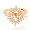 Brass Micro Pave Clear Cubic Zirconia Adjustable Ring Settings KK-T076-17G-2