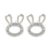 Rabbit Head Brass Micro Pave Cubic Zirconia Ear Studs EJEW-D304-39P-2