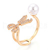 Brass Micro Pave Clear Cubic Zirconia Cuff Ring Settings KK-T076-11G-7