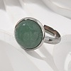 Half Round Natural Green Aventurine Finger Rings X-RJEW-M062-01P-21-5