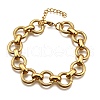 304 Stainless Steel Flat Round Link Chain Bracelets for Women BJEW-R021-08G-4