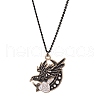 Alloy Enamel Black & White Pendant Necklaces NJEW-JN05121-04-2