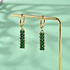 Oval 304 Stainless Steel Green Cubic Zirconia Tassel Hoop Earrings EJEW-Z094-02G-3
