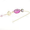 Natural Agate Piece & Metal Evil Eye Moon Hanging Ornaments PW-WG66301-02-2