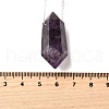 Natural Amethyst Double Terminal Pointed Faceted Bullet Pendant Necklaces NJEW-C080-01P-02-5