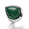 304 Stainless Steel Synthetic Malachite Cuff Rings G-Z056-09P-03-1