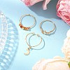 3Pcs Copper Wire Wrapped Gemstone Faceted Round Bead Finger Rings for Women RJEW-JR00887-4