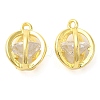 Real 18K Gold Plated Rack Plating Brass with Cubic Zirconia Pendants Charms KK-S396-12C-1