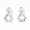 Anti-Tarnish Rhodium Plated Star of David 999 Fine Silver Stud Earrings for Women EJEW-S215-05P-2