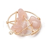 Natural Moonstone Nuggets Copper Wire Wrapped Flat Round Pendants PALLOY-JF03038-03-4