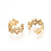 Brass Micro Pave Clear Cubic Zirconia Cuff Earrings KK-T074-35G-3