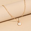 Alloy White Enamel Disc with Initial Pendant Necklaces for Women WG552C5-15-1