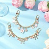 2Pcs 2 Styles Alloy Pink Enamel Flower Bowknot Pendant Cable Chain Purse Decorative Chains AJEW-BA00148-1